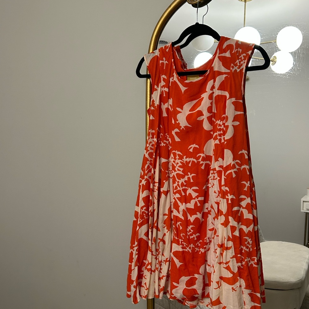 Vibrant Red and White Anthropologie vintage Patterned Dress